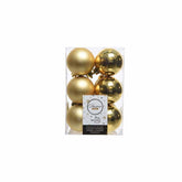 Decoris Shatterproof Baubles Box of 12 Pieces 6cm - Light Gold